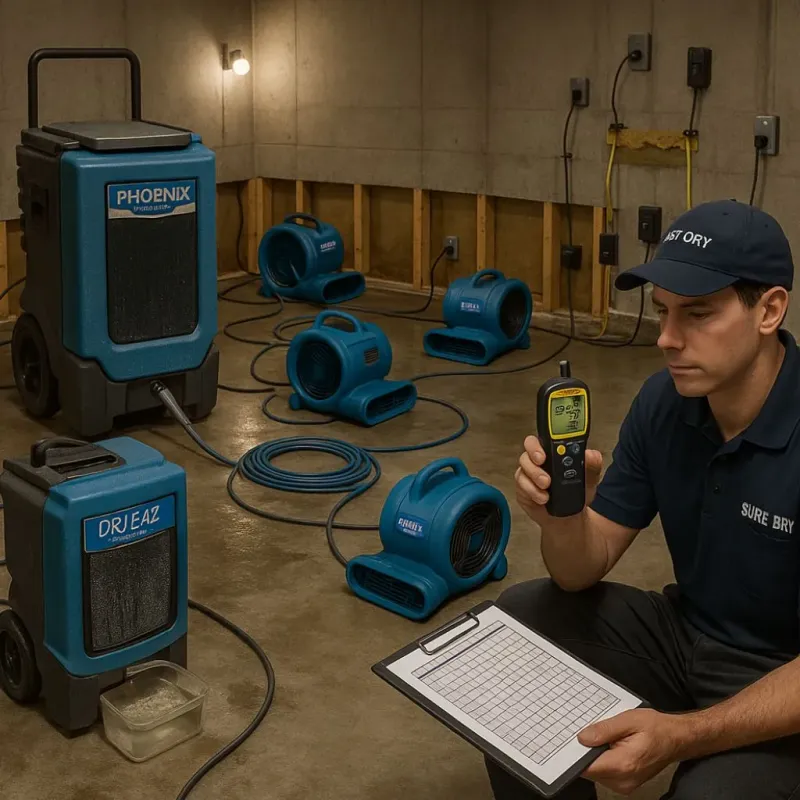 Structural Drying and Dehumidification process in The Village of Indian Hill, OH